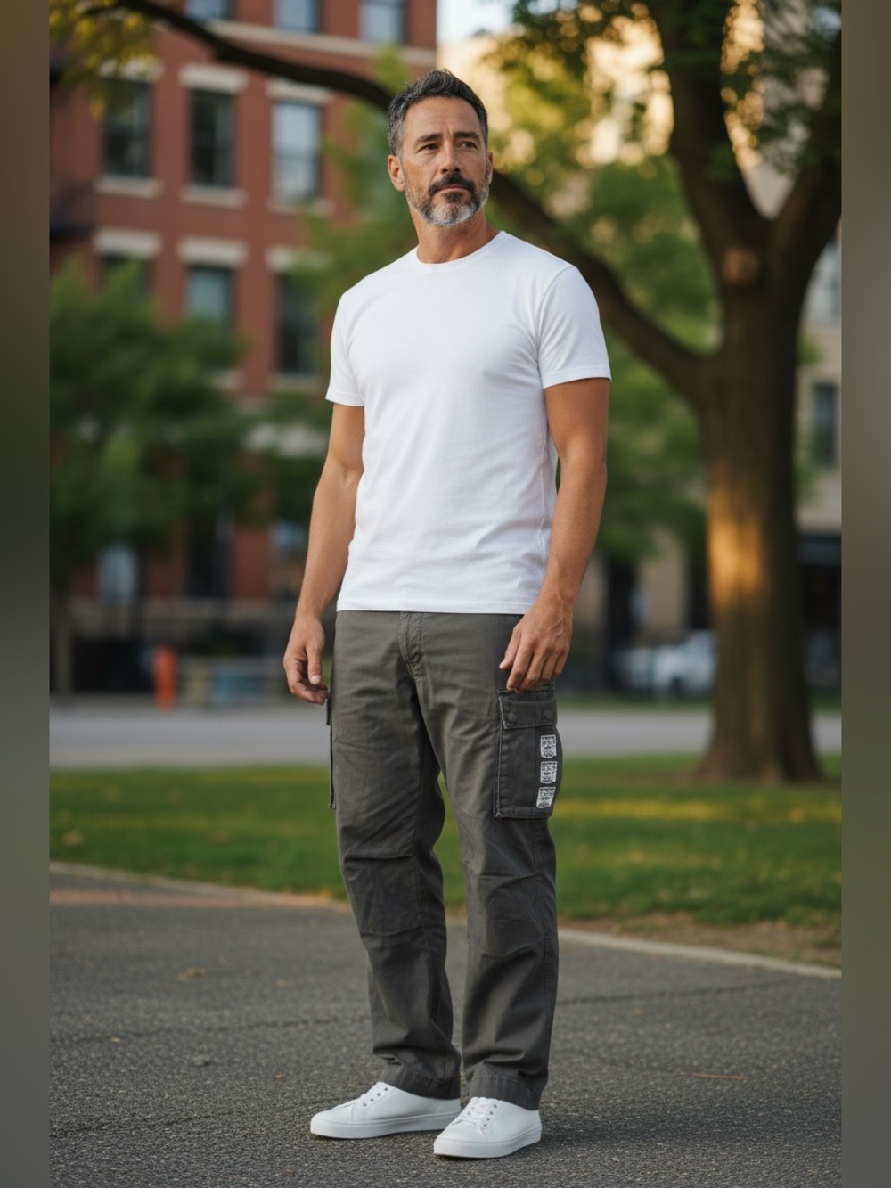 Men's Gray Cargo Pants with Utility Pockets